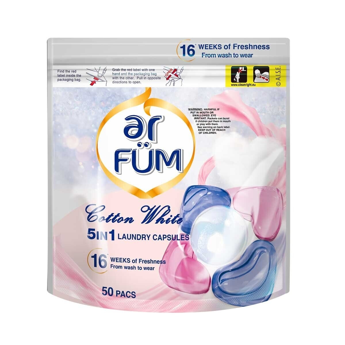 AR FUM 5 In 1 Laun Caps Cotton White 50s