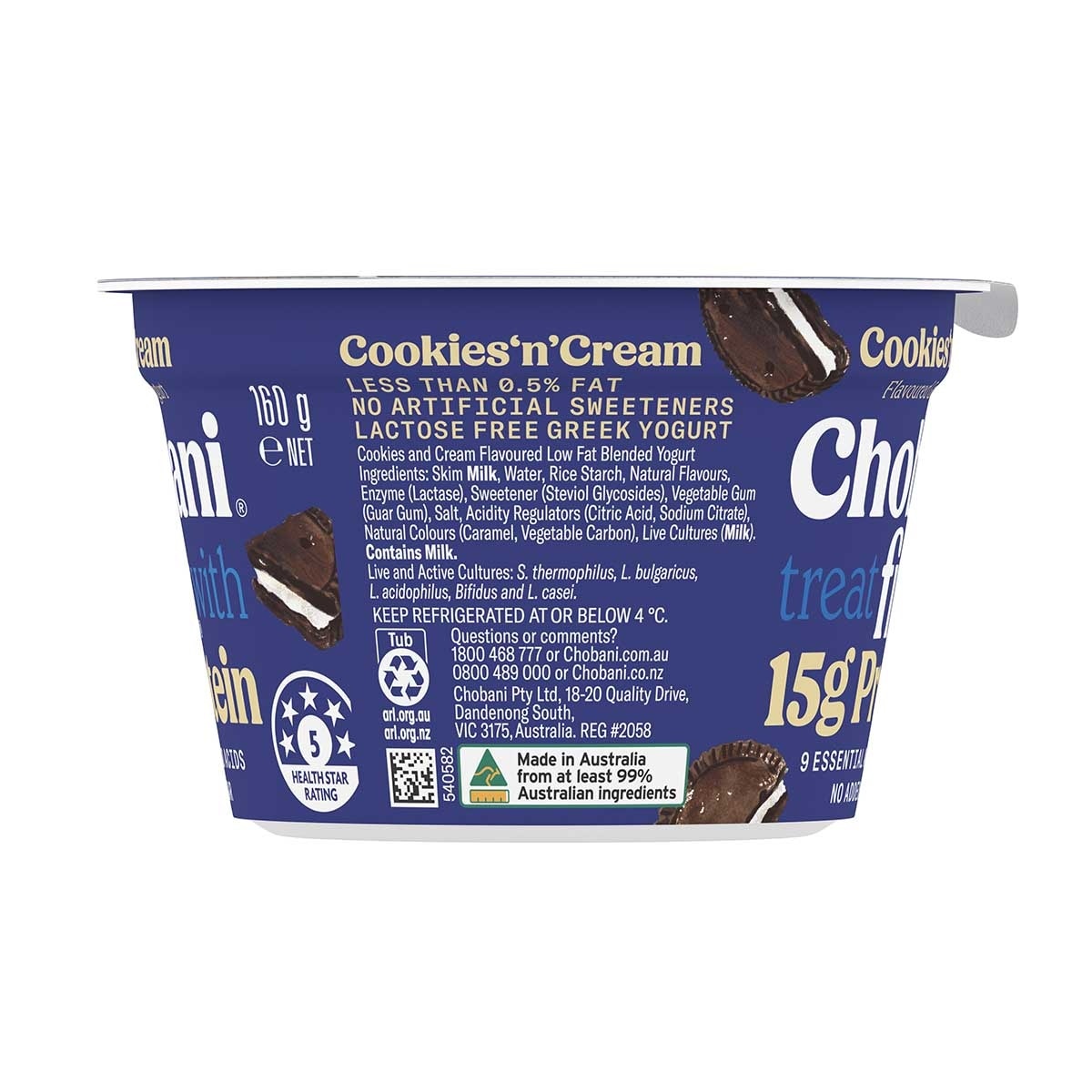 CHOBANI Cookies & Cream Flv Greek Yogurt [ Australia](chilled 0-4°c)