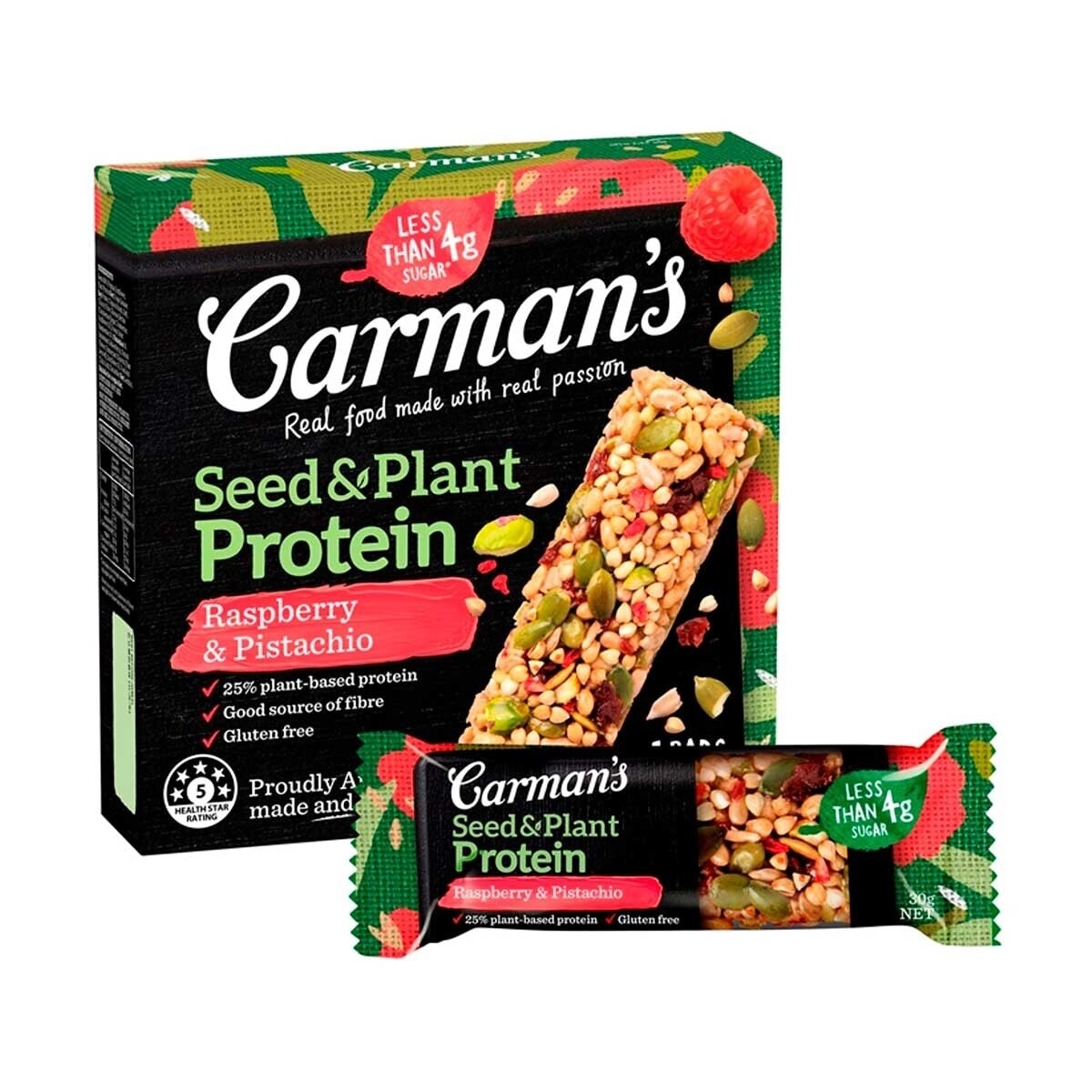 CARMAN'S Raspberry &pistachio Protein Bar