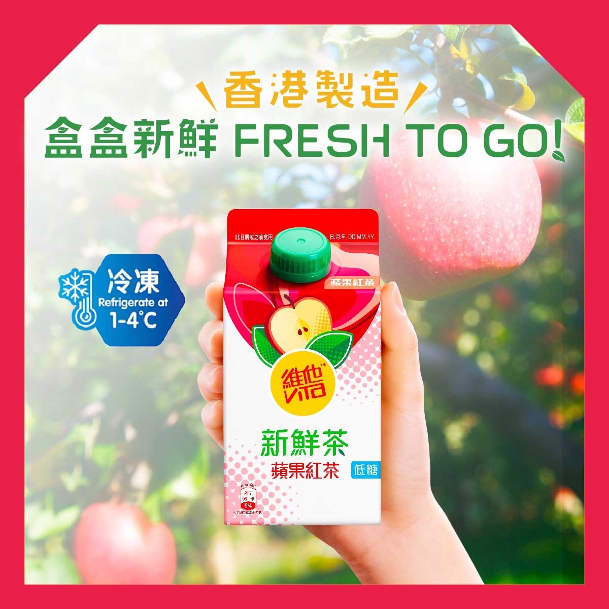 維他 新鮮蘋果紅茶飲品 [香港](冷凍 0-4°C) (包裝隨機)