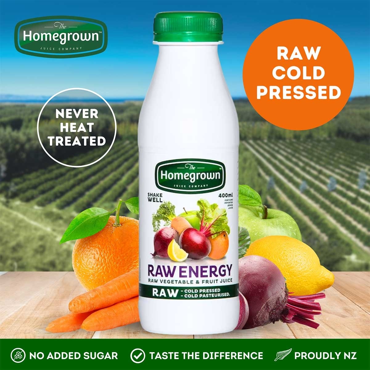 HOMEGROWN Raw Energy Cold Pressed F&v Juice 400ml