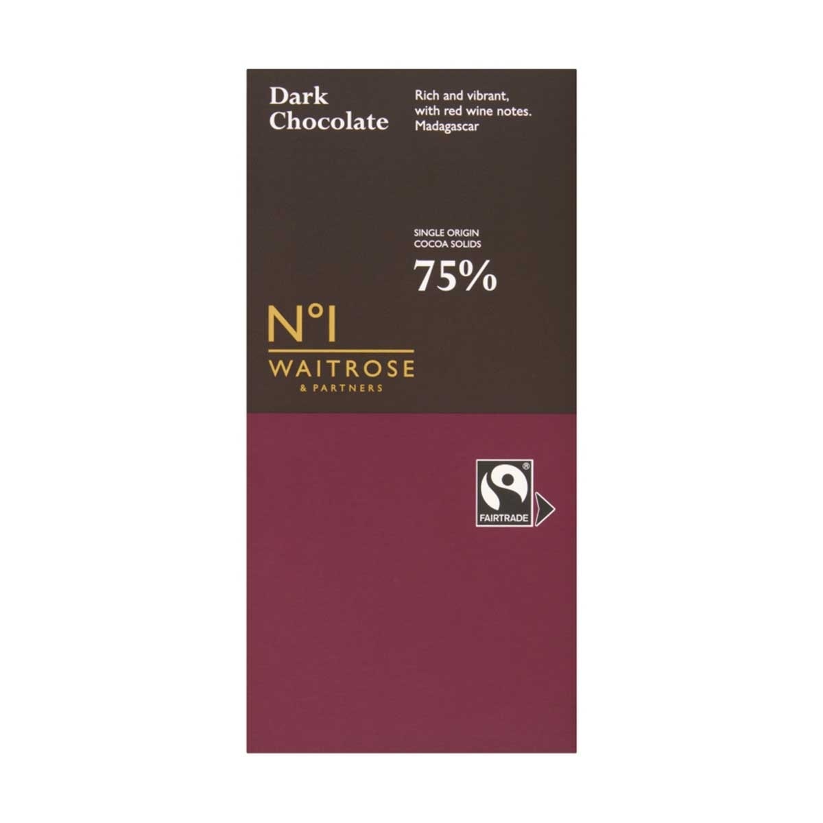 WAITROSE 75% Madagascar Dark Choco