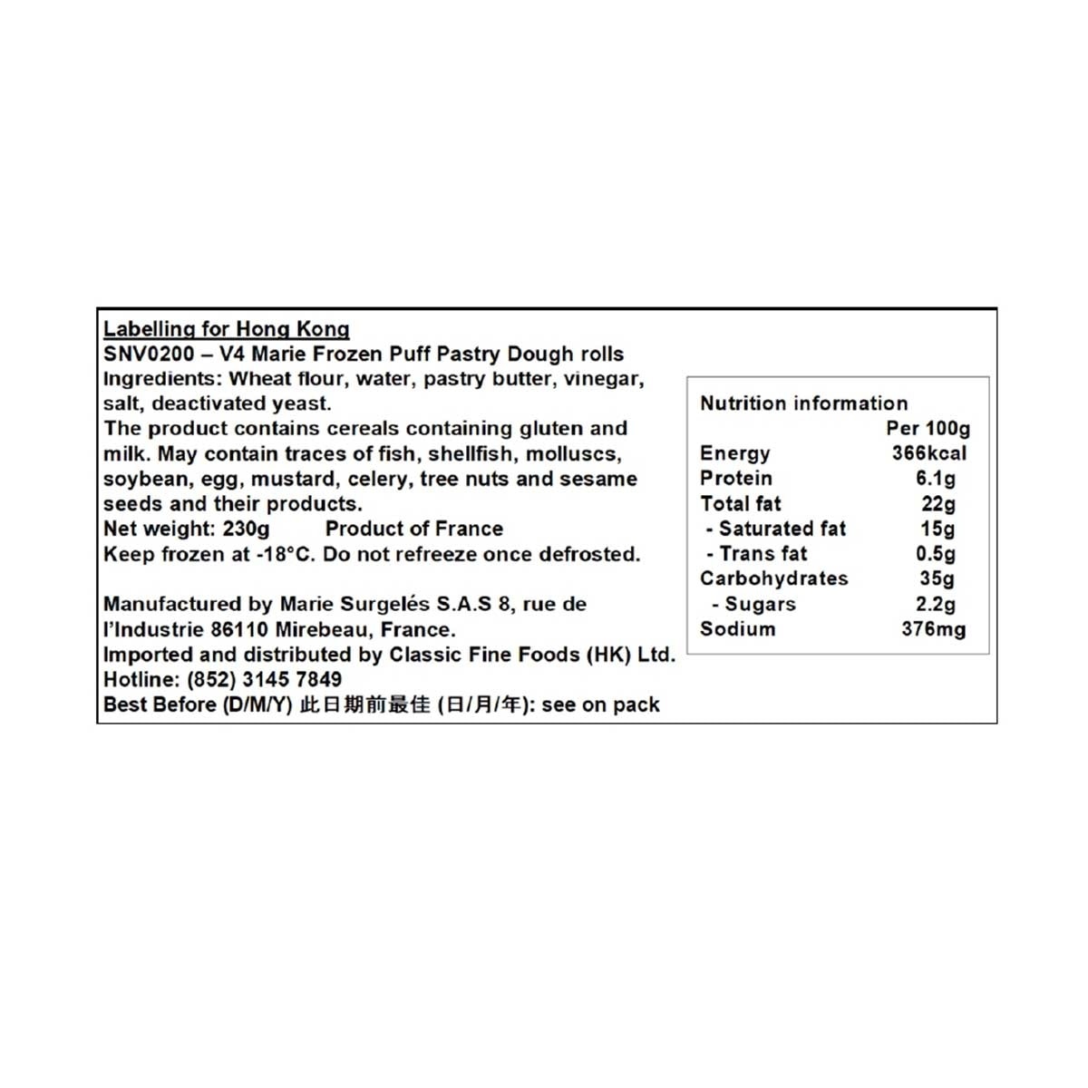 MARIE Puff Pastry Dough Rolls