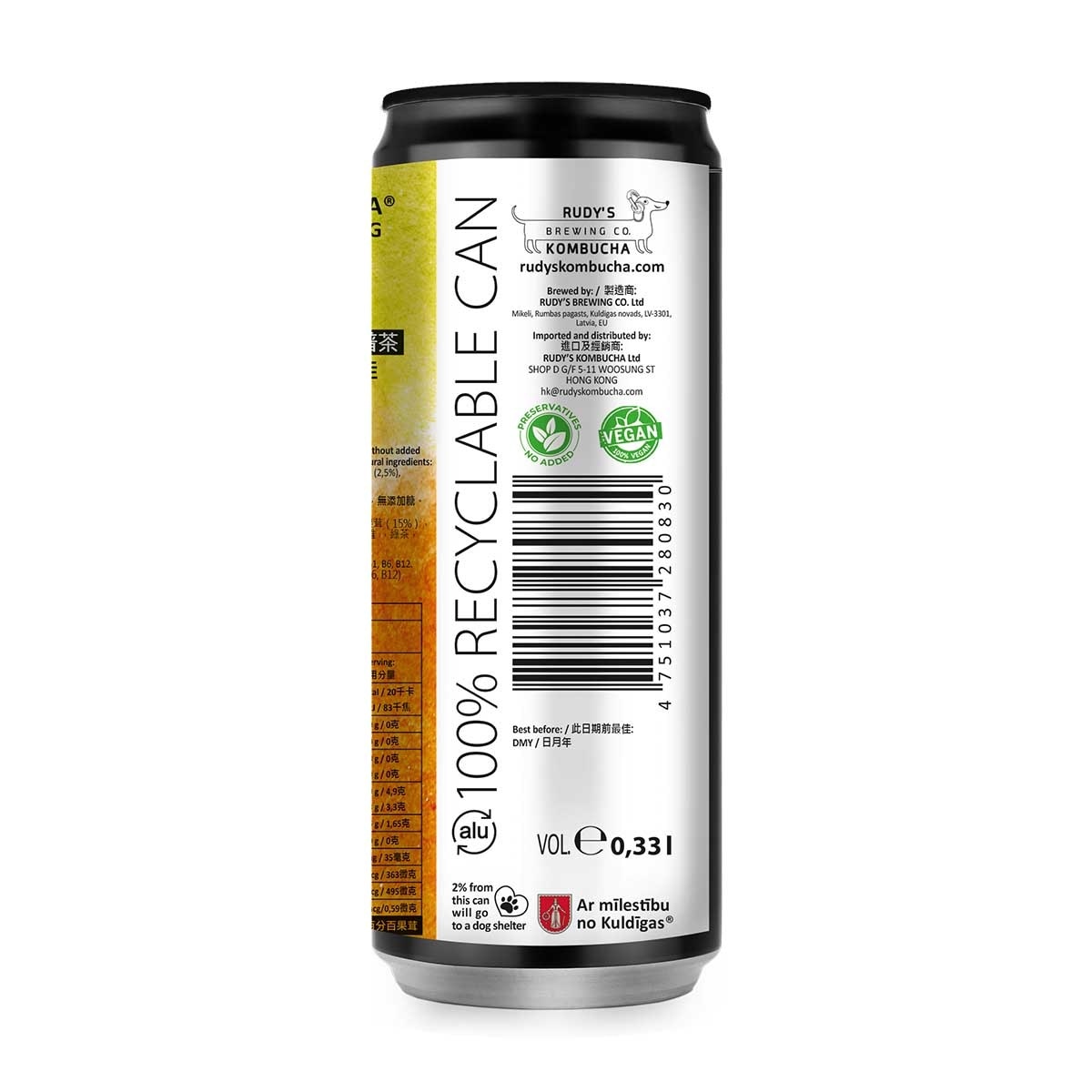 RUDY'S KOMBUCHA Mandarin & Yuzu