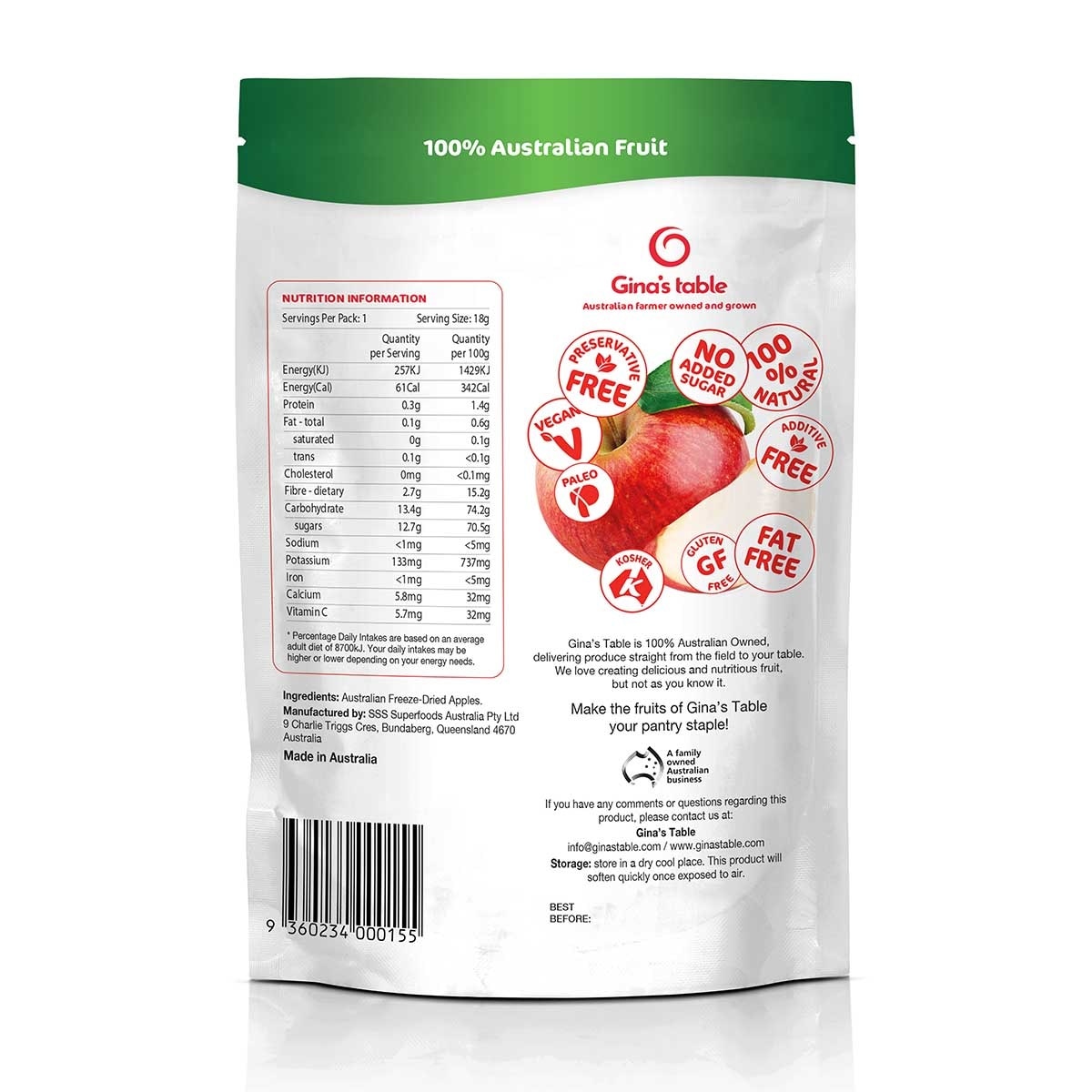 GINA'S TABLE Happles Freeze-dried Apple Bites