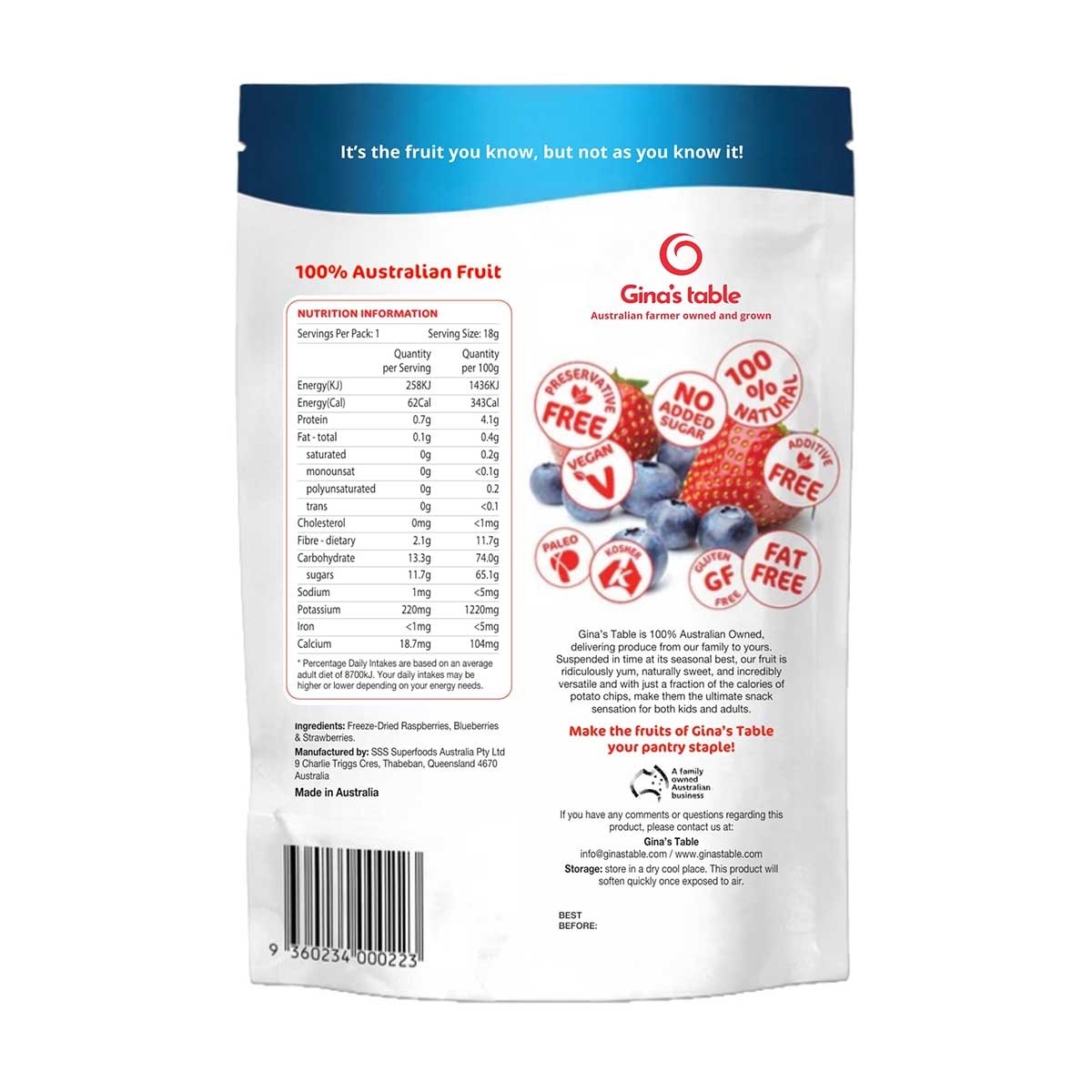 GINA'S TABLE 凍乾藍莓士多啤梨