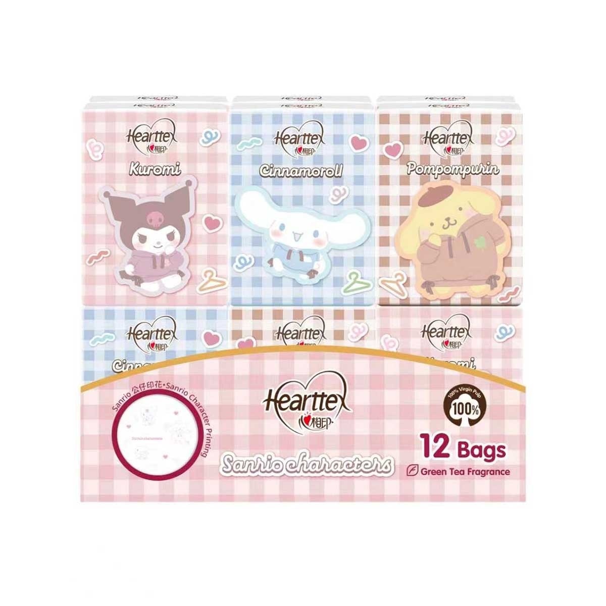 HEARTTEX Sanrio 4ply Hanky Green Tea 12s