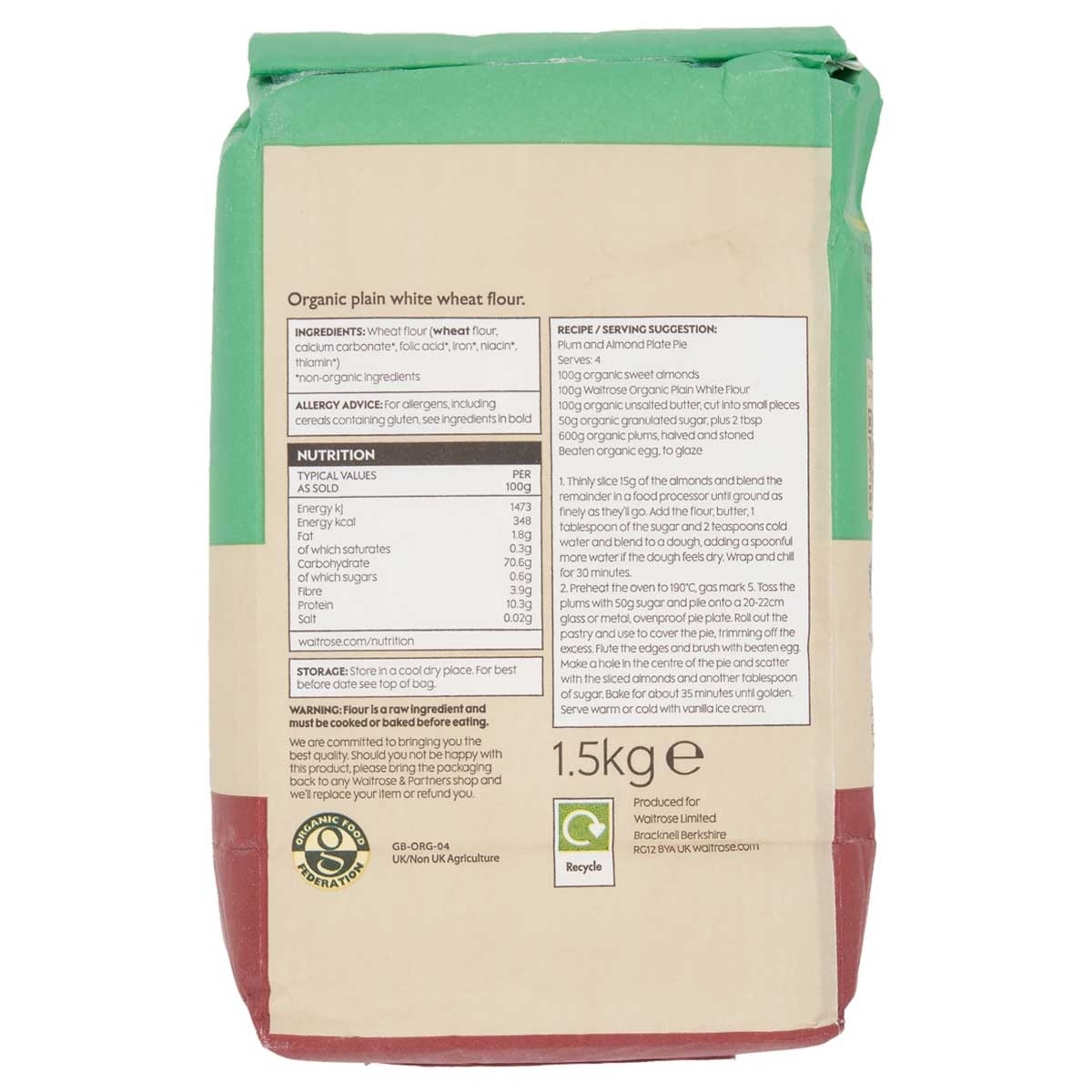 WAITROSE Org Flour Plain White image