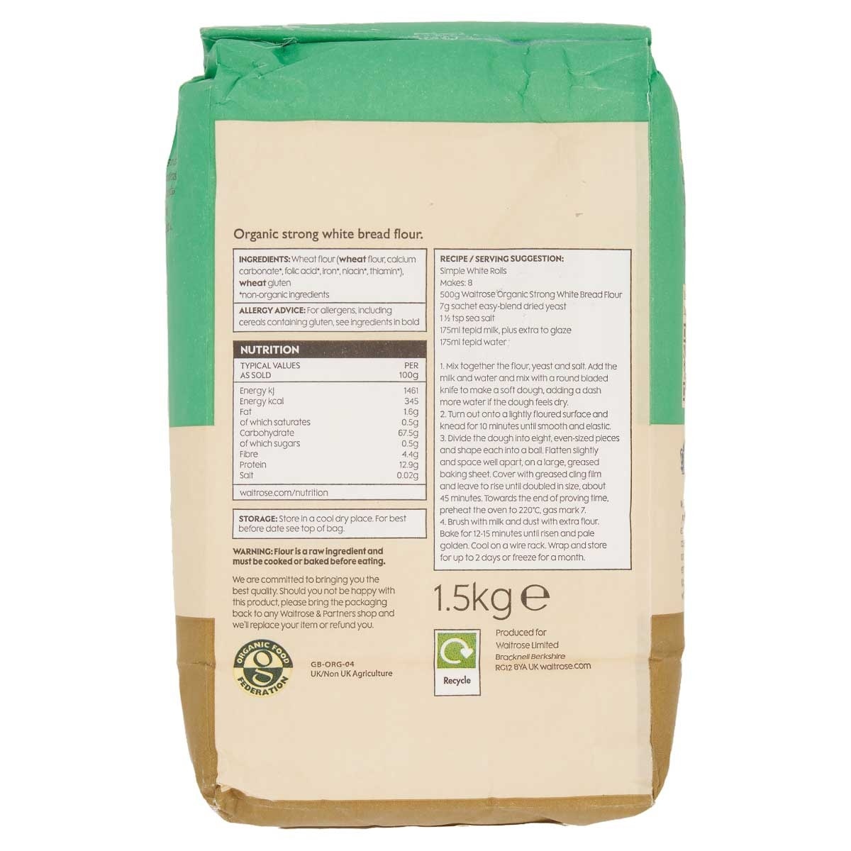WAITROSE 有機高筋白麵粉 image