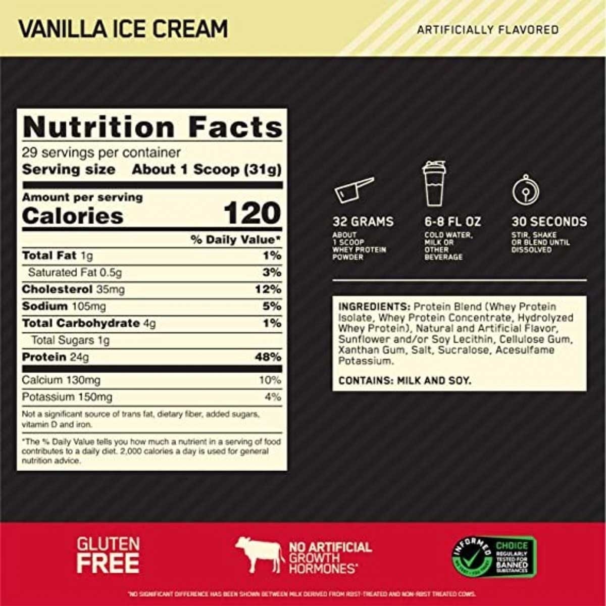 OPTIMUM NUTRITION 金裝乳清蛋白粉 2磅 雲呢拿雪糕 image