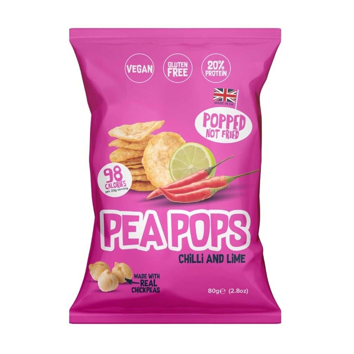 PEA POPS Chilli & Lime Flav Chips 80g