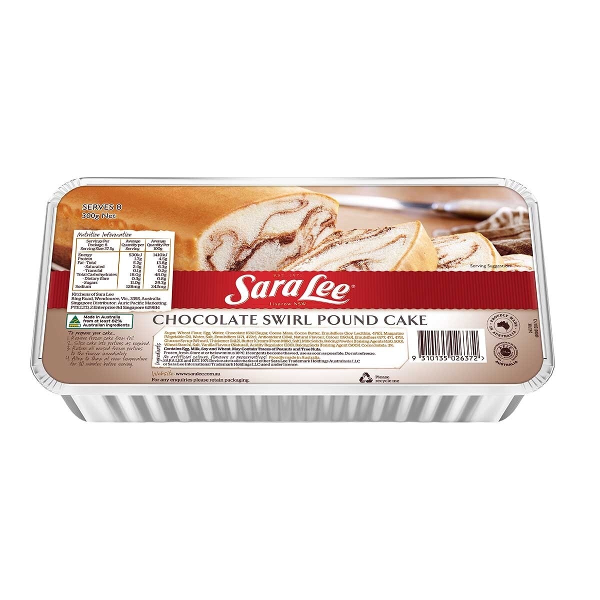 SARA LEE Chocolate Swirl Pound Cake [australia](frozen -18°c)