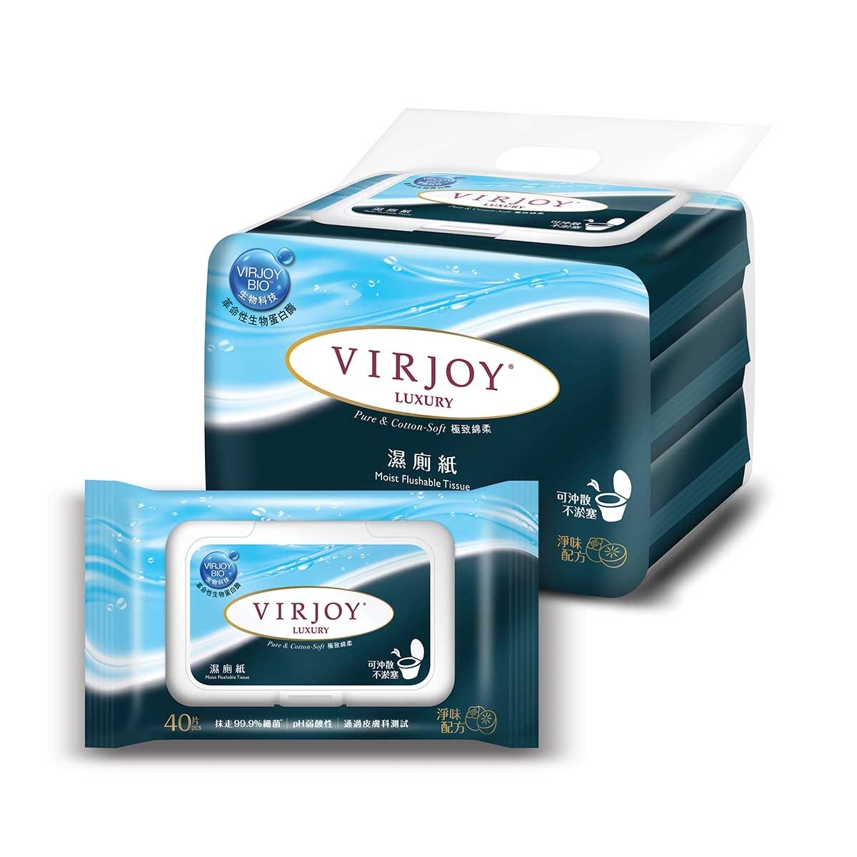 VIRJOY Luxury Moist Flushable Tissue 3s