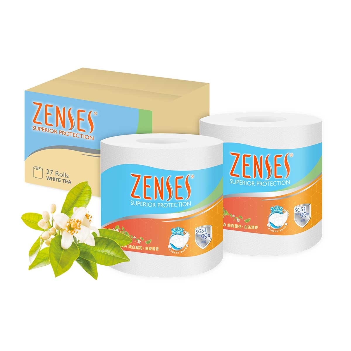 倩絲 4層純白壓花卷紙原箱27卷 - 白茶清香