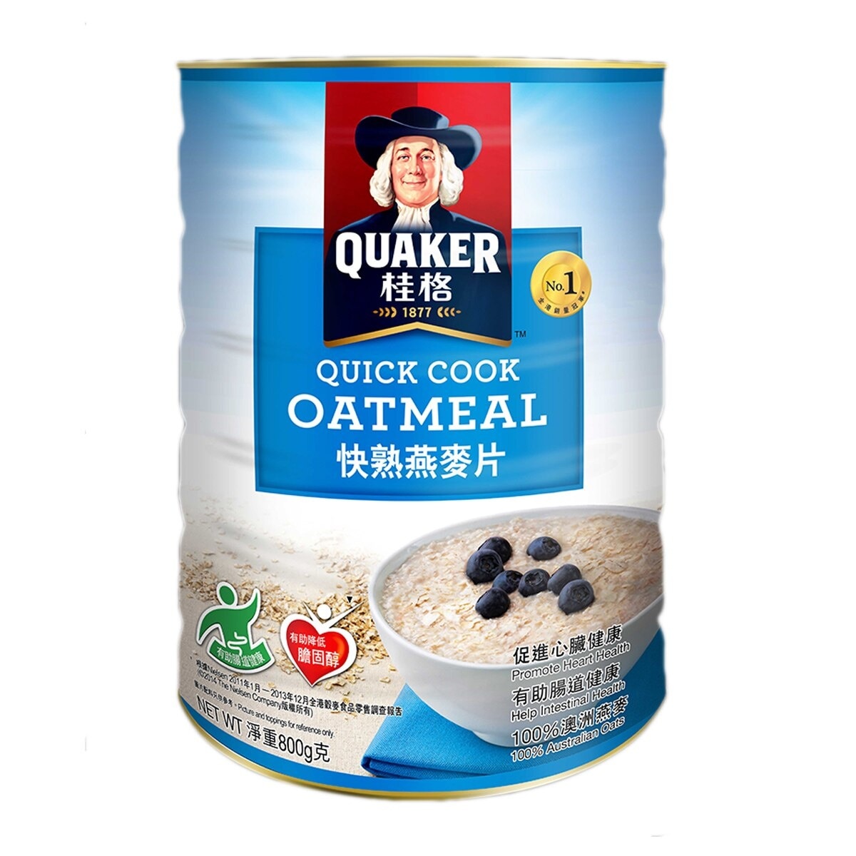 QUAKER Quaker Quick Cooking Oatmeal Tin 800g