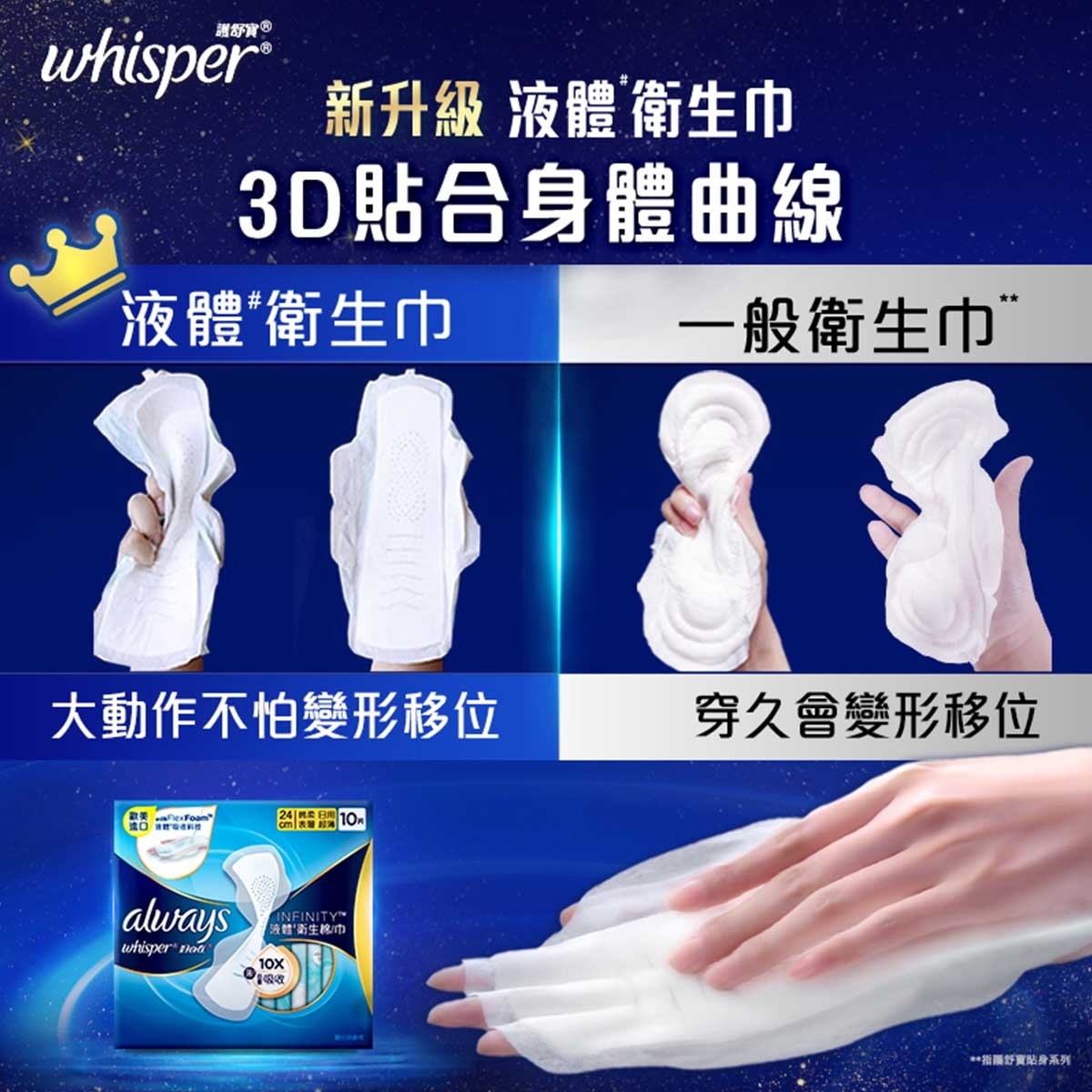 WHISPER Whisper Liquid Pad Infinity Day 24cm 10s