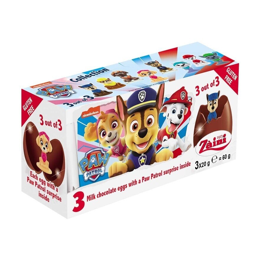 ZAINI Paw Patrol Chocolate Egg Tripacks