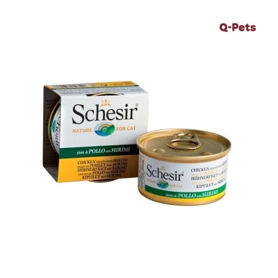 SCHESIR 041全天然雞肉絲蟹肉飯貓罐頭85g(Q-Pet)