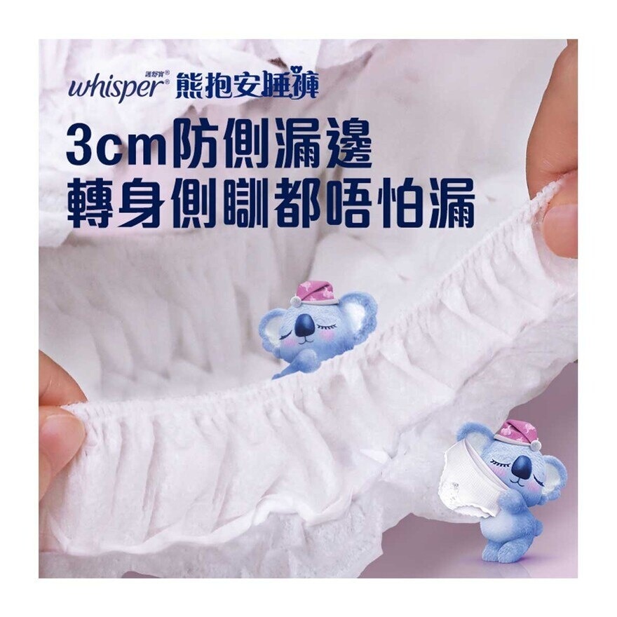 護舒寶 熊抱安睡褲/褲型衛生巾/m巾 - 夜用均碼2片 (360°防漏 超薄透氣小內褲 超長巾身防側漏邊 貼身舒適不勒肚)