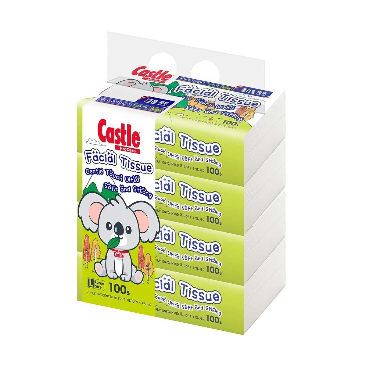 CASTLE Soft Pack Facial Tissue (l) 4pks