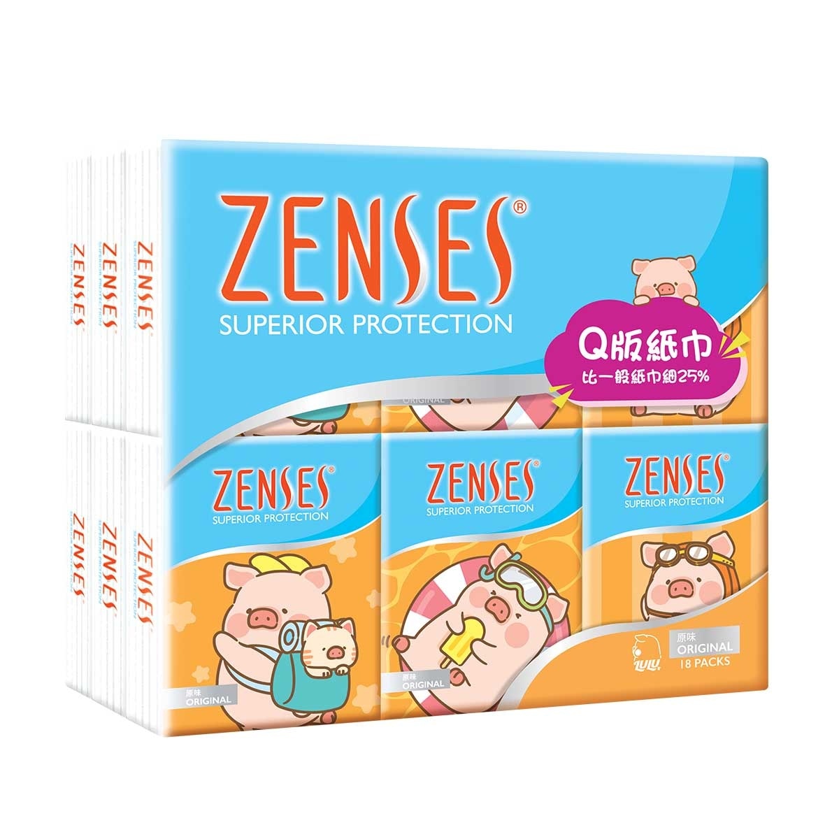 倩絲 親膚4層Q版紙手巾18包裝 - 姆明一族 (原味) (罐頭豬LuLu/姆明一族 新舊包裝隨機發送)