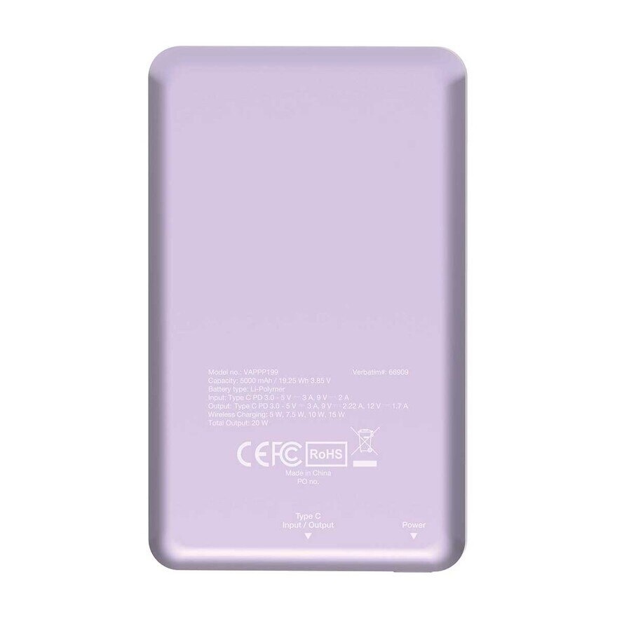 VERBATIM Magnetic Wireless Power Pack Purple