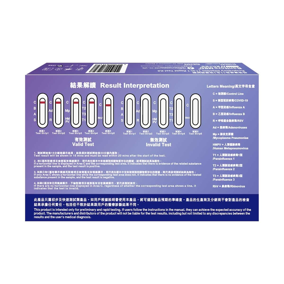 BANITORE Sars-cov-2/influenzaa&b/rsv/adeno/mp/hpiv/hmpv/rhv11 In1 Antigen Rapid Test (colloidal Gold)