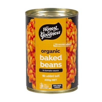 HONEST TO GOODNESS Org Baked Beans In Tomato Sauce