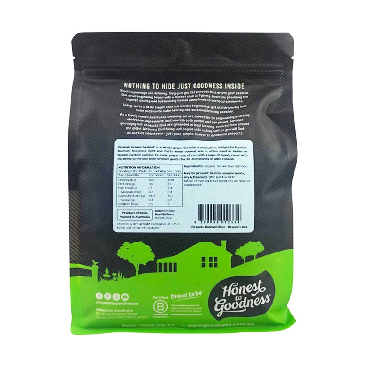 HONEST TO GOODNESS Organic Brown Basmati Rice