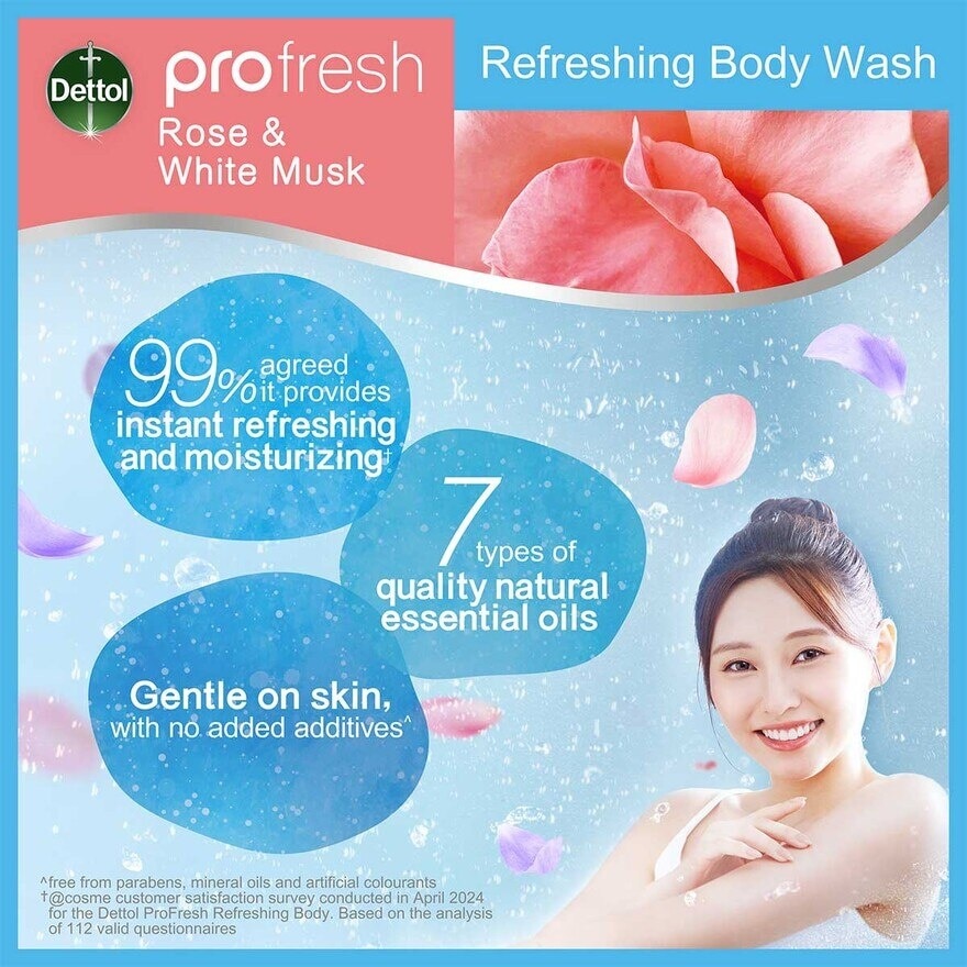 DETTOL Dettol Profresh Refreshing Body Wash  Rose & White Musk​ 900g