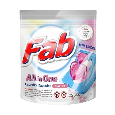 FAB Fab All In One Low Suds Laundry Capsules Sakura 72s Refill