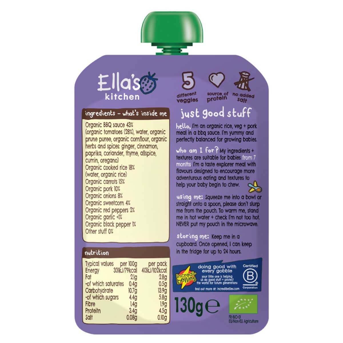 ELLA'S KITCHEN Punchy Pulled Pork With Barbeque Sauce 130g