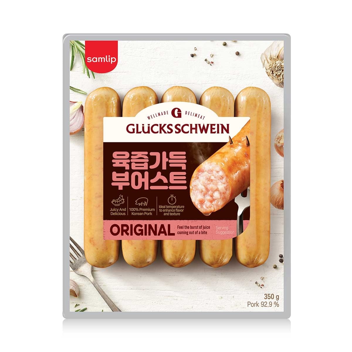 GLUCKS SCHWEIN Frozen Wurst Sausage Original Flavor [ Korea