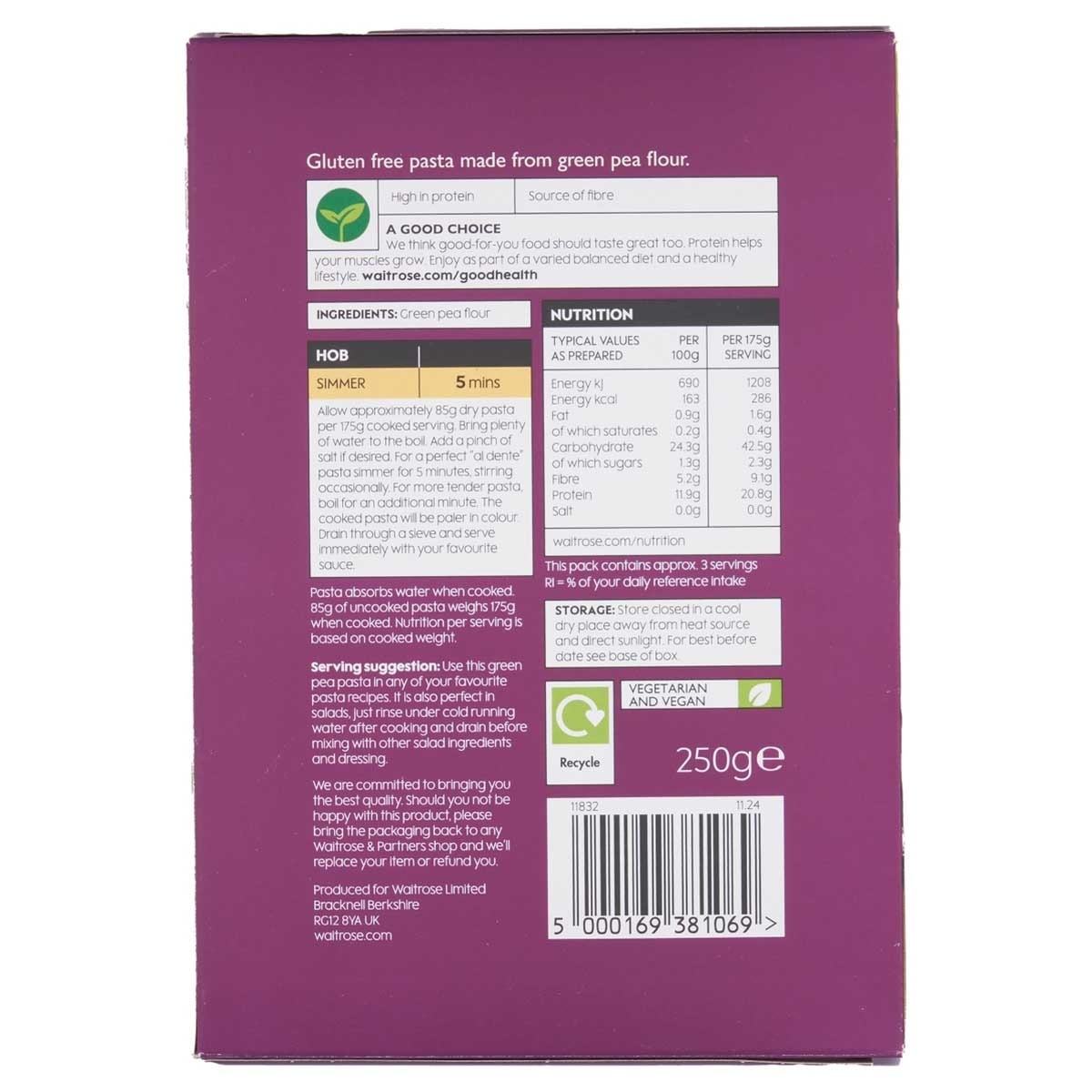WAITROSE Gluten Free Green Pea Pasta