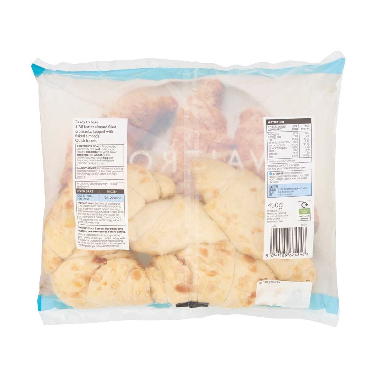 WAITROSE Almond Croissant 5pc [ France](frozen -18°c)
