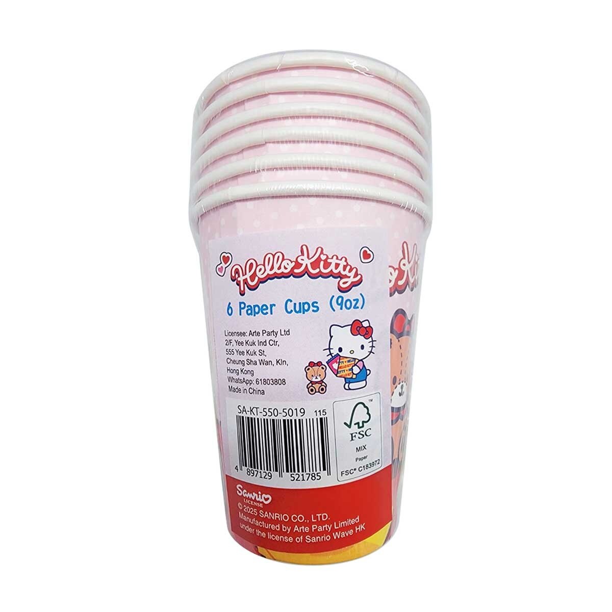 SANRIO Sanrio - Hello Kitty 9 Oz 紙杯 - 6件裝[sanrio 許可產品]