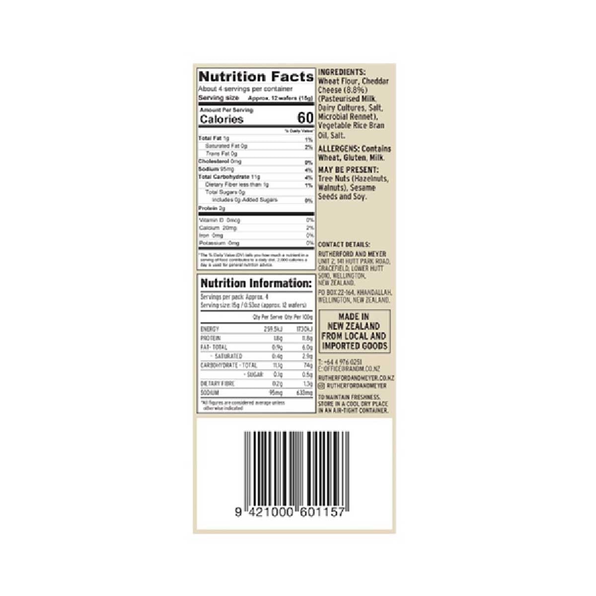 RUTHERFORD & MEYER Gourmet Cheese Wafers Natural