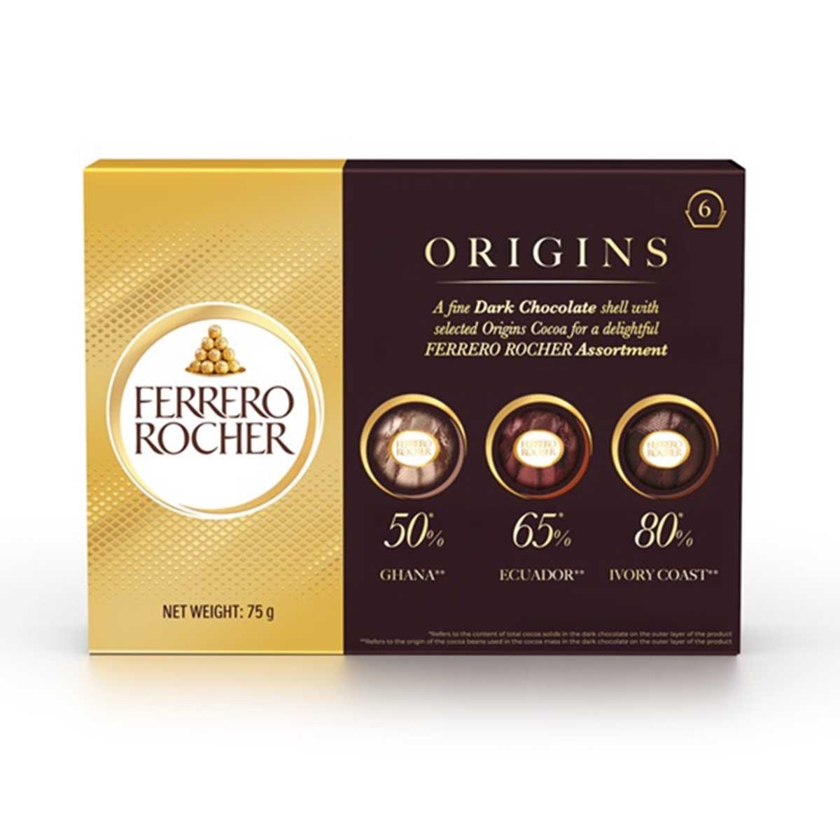 費列羅 金莎ＯＲＩＧＩＮＳ 朱古力六粒裝