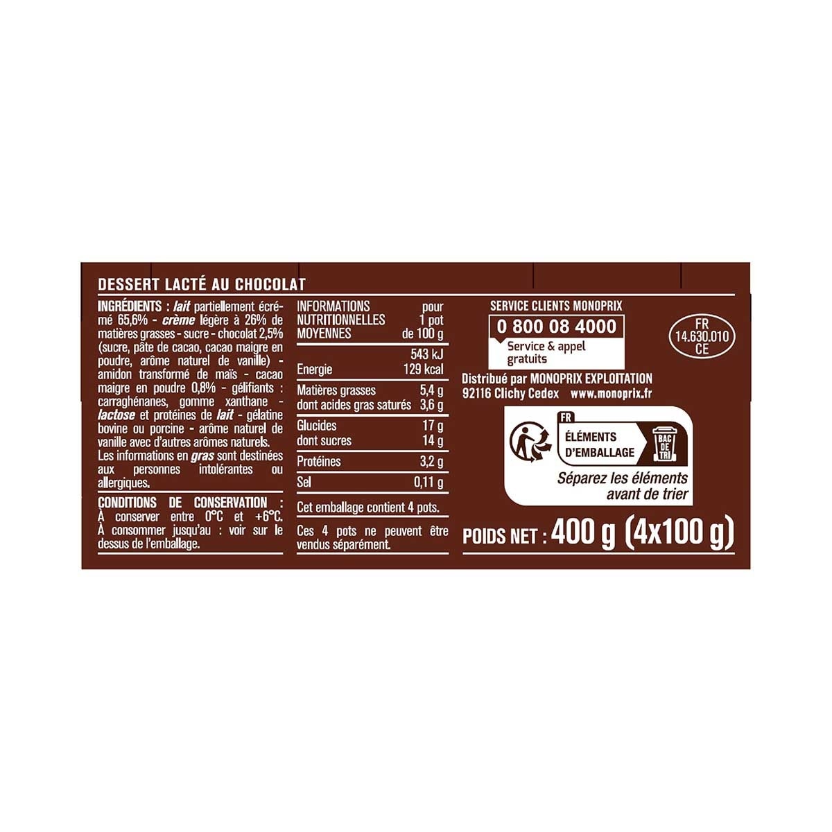 MONOPRIX Viennese Chocolate[france](chilled 0-4°c)