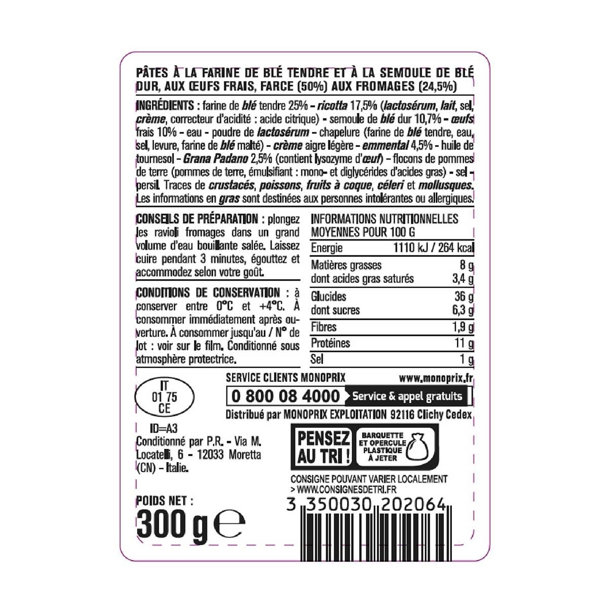 MONOPRIX Cheese Ravioli