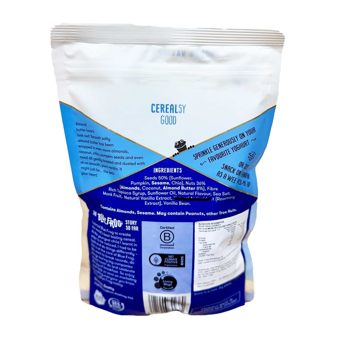 BLUE FROG Keto Almond Peanut & Raps Granola