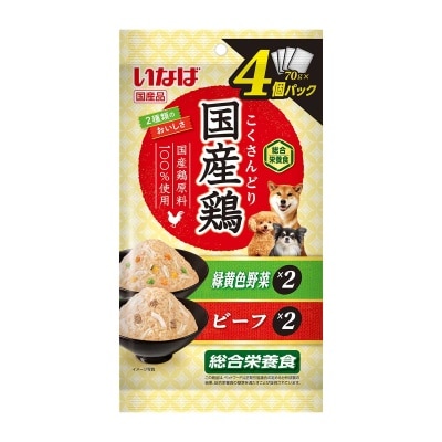 CIAO INABA 濕狗糧（國產雞肉青菜牛肉品種４包）