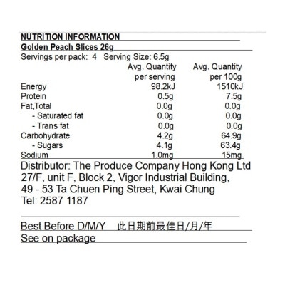 FRESH AS Freeze Dried Golden Peach Slices