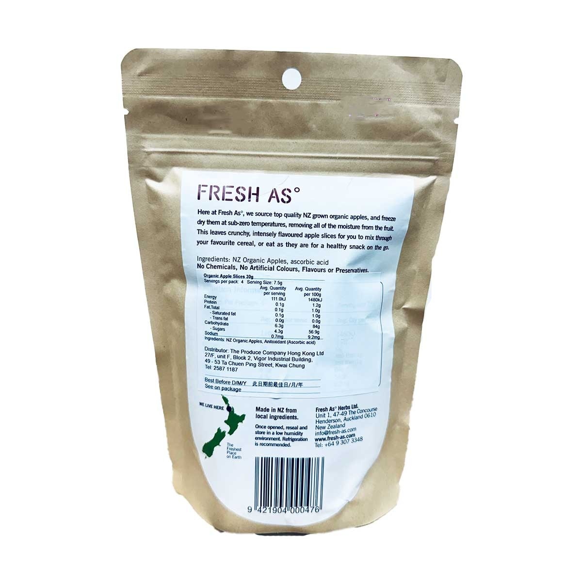 FRESH AS Freeze Dried Organic Apple Slices