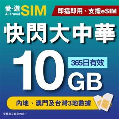 愛。遊SIM - 365日大中華10GB