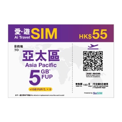 愛。遊SIM 5日亞太區FUP 5GB