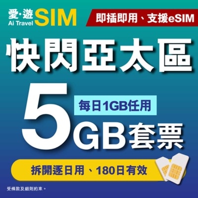 愛。遊SIM - 5日亞太區FUP 5GB