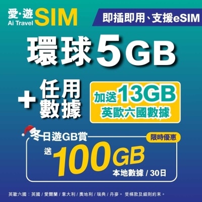 AI TRAVEL SIM 30-day Global Fup 5gb (limited Time: Free 100gb Local)