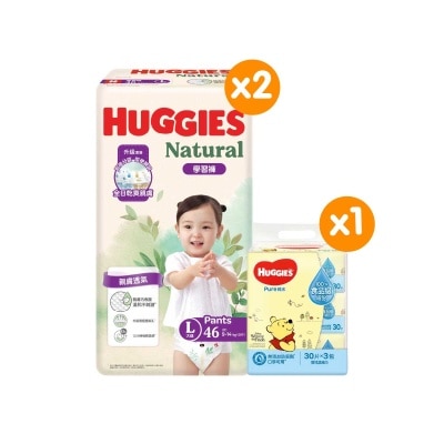 HUGGIES Natural Pants L+pure Water 30sx3 Combo Set