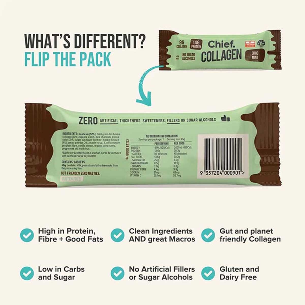 CHIEF. Collagen Bar - Chocolate Mint